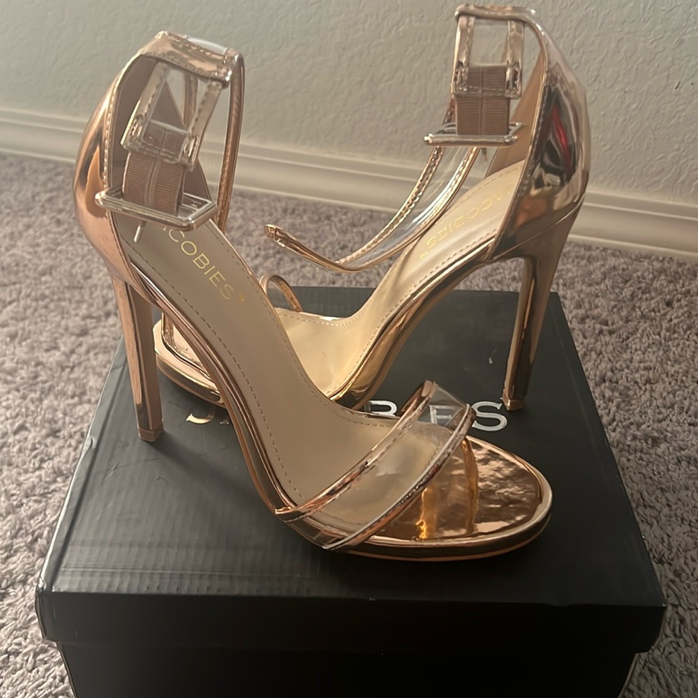 Jacobies transparent rose gold heels